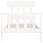 vidaXL Cadre de lit avec tête de lit blanc simple bois massif
