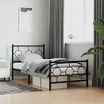 vidaXL Cadre de lit métal sans matelas avec pied de lit noir 90x200 cm