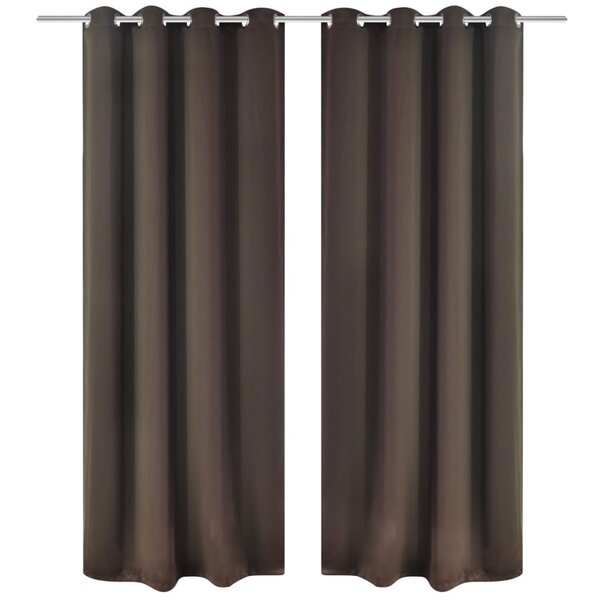 2 Pièces Rideau Blackout Occultant Brun avec Œillets en métal 135x245cm
