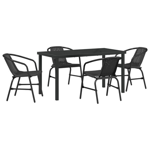 vidaXL Ensemble de salle à manger de jardin 5 pièces Noir Poly Rattan