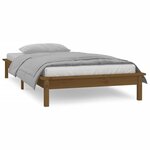vidaXL Cadre de lit à LED marron miel 90x200 cm bois massif