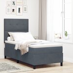 Lit Box Spring vidaXL avec Matelas Gris Foncé 90x200 cm en Velours