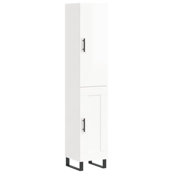 vidaXL Buffet haut Blanc brillant 34 5x34x180 cm Bois d'ingénierie