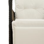 vidaXL Chaise inclinable de jardin avec coussins noir résine tressée