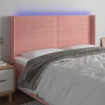 vidaXL Tête de lit à LED Rose 203x16x118/128 cm Velours