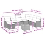 vidaXL Set de Canapé de Jardin 9 Pièces avec Coussins Noir Poly Rattan Acacia