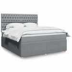 vidaXL Sommier à lattes de lit avec matelas Gris clair 180x200cm Tissu