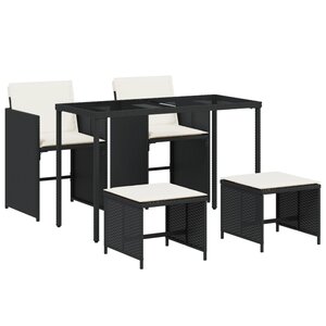 vidaXL Ensemble à manger de jardin coussins 5Pièces Noir Résine tressée