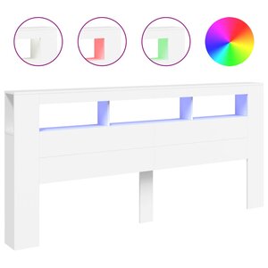 vidaXL Tête de lit à LED blanc 220x18 5x103 5 cm bois d'ingénierie