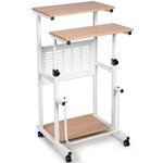 Bureau informatique avec plateau de clavier support d'imprimante roulant assis-debout ajustable 68-98cm 20_0000339