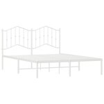 vidaXL Cadre de lit métal avec tête de lit blanc 135x190 cm