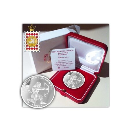 Pièce de monnaie 10 euro Monaco 2014 argent BE – Héraclès archer