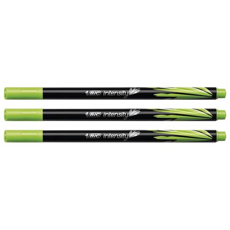 Stylo Feutre Fineliner Intensity Pointe Baguée métal Fine 0 4mm Vert Clair x 3 BIC