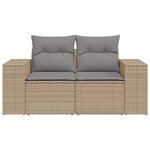 vidaXL Canapé de jardin avec coussins 2 places beige résine tressée