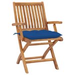 vidaXL Chaises de jardin 2 Pièces avec coussins bleu Bois de teck massif