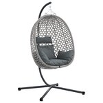 vidaXL Panier de Chaise Œuf Suspendue avec Support Gris Osier