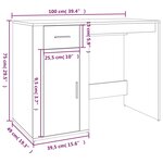 vidaXL Bureau Gris béton 100x49x75 cm Bois d'ingénierie