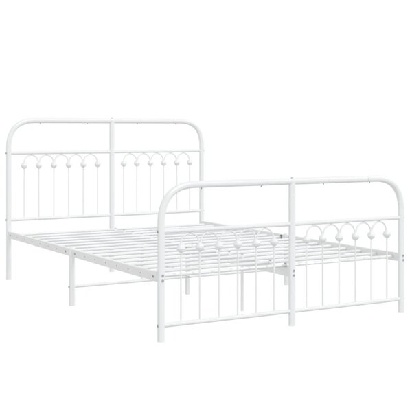 vidaXL Cadre de lit métal avec tête de lit/pied de lit blanc 137x190cm