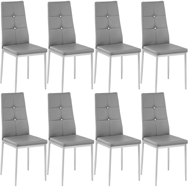 Lot de 8 chaises siège de salon cuisine salle à manger design élégant avec brillant gris 08_0000002