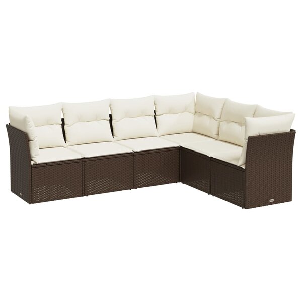vidaXL Salon de jardin avec coussins 6 Pièces marron résine tressée