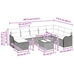 Ensemble de canapé de jardin 9 pièces avec coussins Beige Poly Rattan