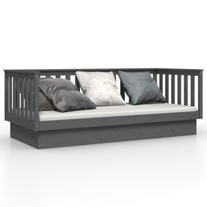 vidaXL Lit de jour Gris 100x200 cm Bois de pin massif