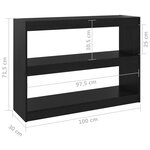vidaXL Bibliothèque/Séparateur de pièce Noir 100x30x71 5 cm Pin massif