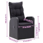 vidaXL Ensemble de salle à manger jardin 5 pièces avec coussins noir poly rattan bois d'acacia