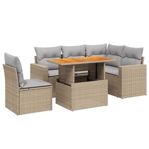 vidaXL Salon de jardin avec coussins 6 Pièces beige résine tressée