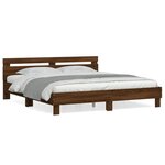 vidaXL Cadre de lit avec tête de lit chêne marron 160x200 cm