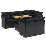 vidaXL Salon de jardin 8 Pièces avec coussins noir résine tressée