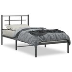 vidaXL Cadre de lit métal avec tête de lit noir 90x190 cm