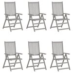 vidaXL Chaises inclinables de jardin lot de 6 Gris Bois solide acacia