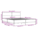 vidaXL Cadre de lit chêne marron 160x200 cm bois d'ingénierie et métal
