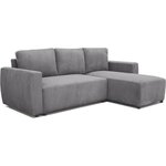 Canapé d'angle convertible réversible 3-4 places - velours côtelé Anthracite - Coffre de rangement - 224 x 155 x 85 cm