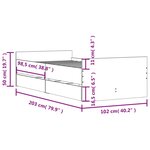 vidaXL Cadre de lit avec tiroirs sonoma gris 100x200 cm