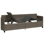 vidaXL Chaise longue avec coussins gris résine tressée