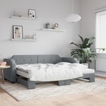 vidaXL Lit de jour avec gigogne et matelas gris clair 90x190 cm tissu