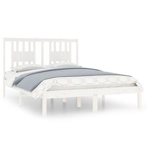 vidaXL Cadre de lit Blanc Bois de pin massif 140x190 cm