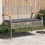vidaXL Banc de jardin avec coussin gris résine tressée et acacia