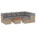 vidaXL Salon de jardin et coussins 10 Pièces mélange beige résine tressée