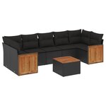 vidaXL Salon de jardin 8 Pièces avec coussins noir résine tressée
