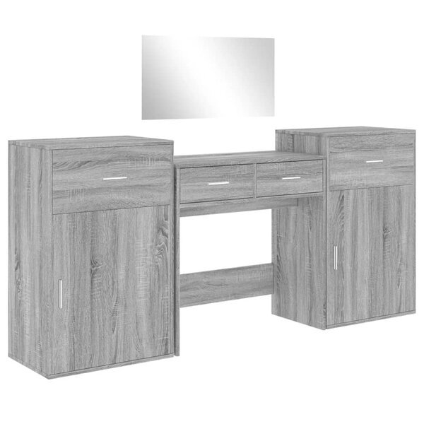 vidaXL Ensemble de coiffeuse 4 Pièces sonoma gris bois d'ingénierie