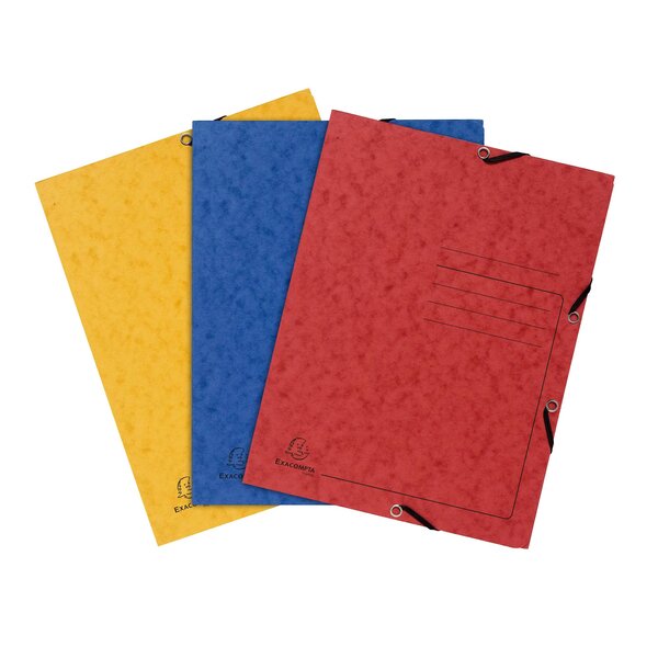 Paquet De 3 Chemises À Élastiques 3 Rabats Carte Lustrée 355gm2 - A4 - Couleurs Assorties - X 24 - Exacompta