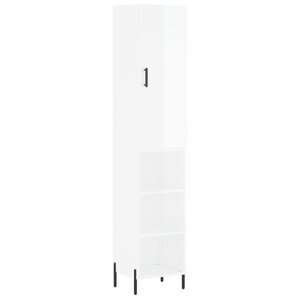 vidaXL Buffet haut Blanc brillant 34 5x34x180 cm Bois d'ingénierie