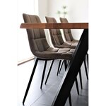 2 chaises de salle à manger en microfibre marron clair avec pieds noirs