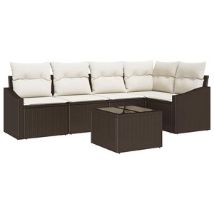 vidaXL Ensemble de canapé de jardin 6 Pièces Marron et Crème polyrotin