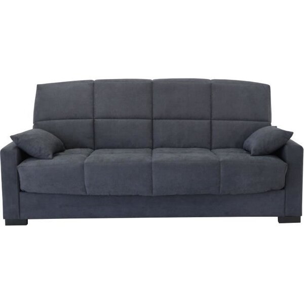 Canapé clic clac 3 places - Tissu gris clair - Epaisseur 17 cm - L223 x P96 x H 103 cm - MEGAN