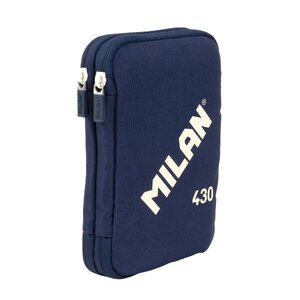 Trousse à crayons Milan Collection 430 à 2 niveaux avec 2 gommes un taille-crayon un crayon un stylo à bille P1 Touch Blue une règle 12 crayons de couleur et 18 marqueurs - Bleu