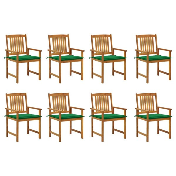 vidaXL Chaises de jardin avec coussins lot de 8 Bois d'acacia solide